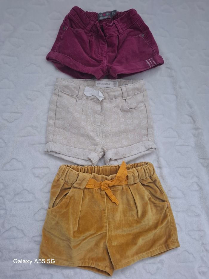 Lot de 3 shorts velours fille 2 ans