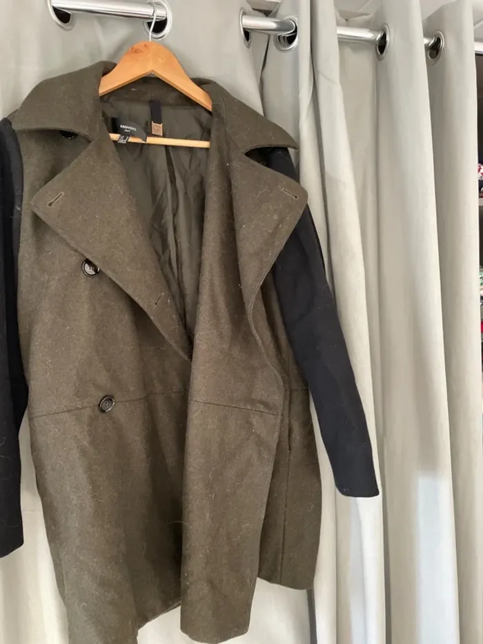 Manteau kaki et noir mango - photo numéro 3