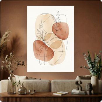 Affiche murale “Art Abstrait Minimaliste” formes terracotta design moderne A3 Sans cadre