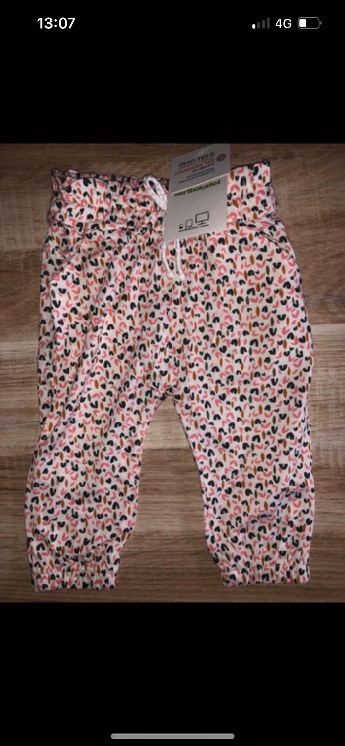 Pantalon vertbaudet crème à motifs