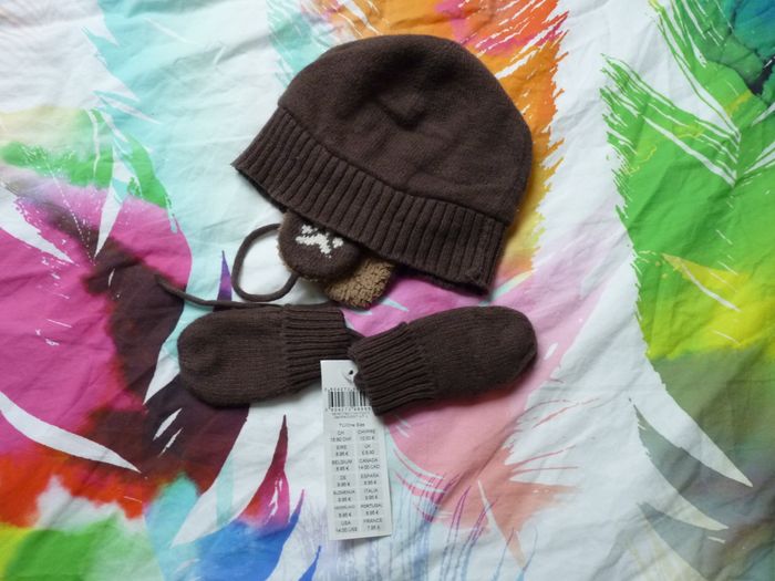 Ensemble bonnet et moufles Obaïbi Taille 3 mois - photo numéro 2