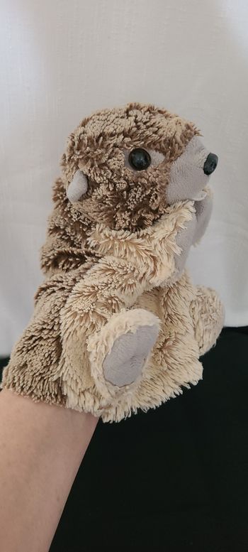 Doudou marionnette marmotte DANI castor marron chiné 24 cm