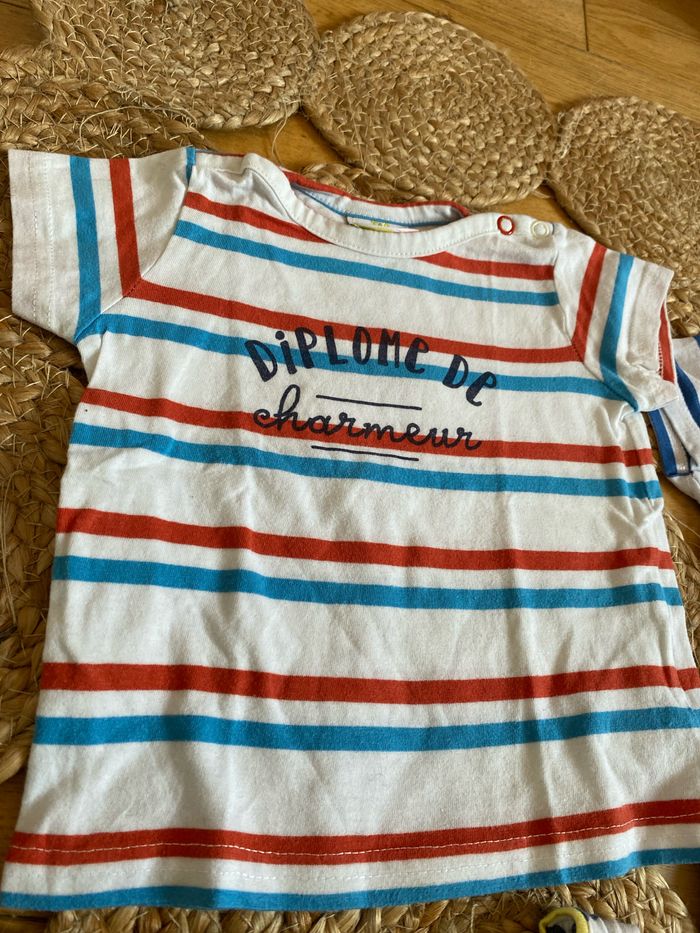 Lot été six mois barboteuse et T-shirt obaibi short H&M - photo numéro 2