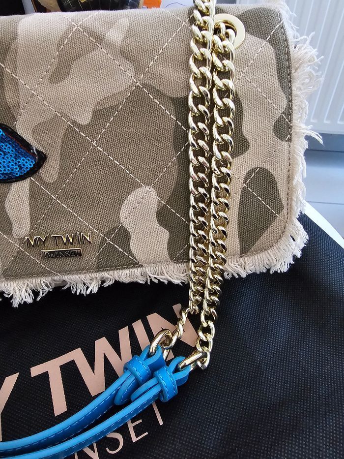 Superbe sac tissu camouflage et bleu twinset neuf - photo numéro 3