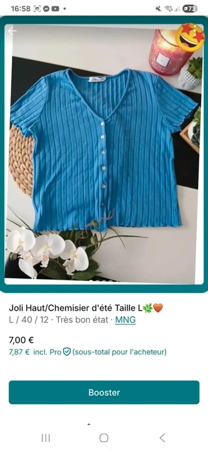 Joli haut Chemisier d'été Taille L🌿💝 - photo numéro 7