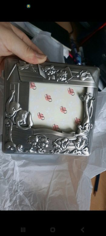 Cadre métal couleur argent animaux range cd dvd