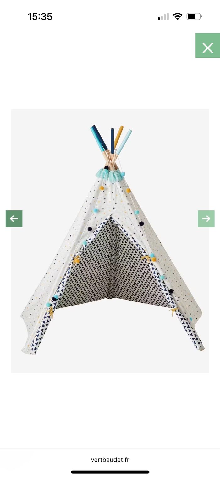 - Tipi réversible Vertbaudet Hauteur 150cm, diamètre 130cm. - Neuf avec étiquette - photo numéro 3