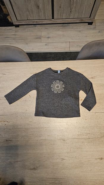 Pull gris chiné avec broderie brillante, manches longues, Okaïdi, 5 ans