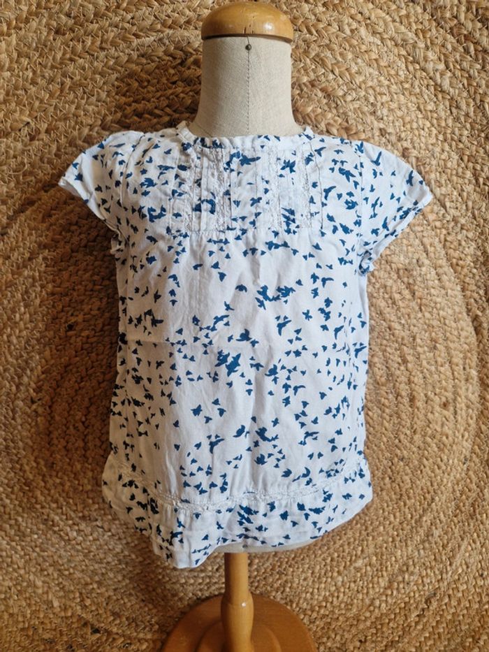 Jolie haut blanc motifs oiseaux fille tex 2 ans - photo numéro 2