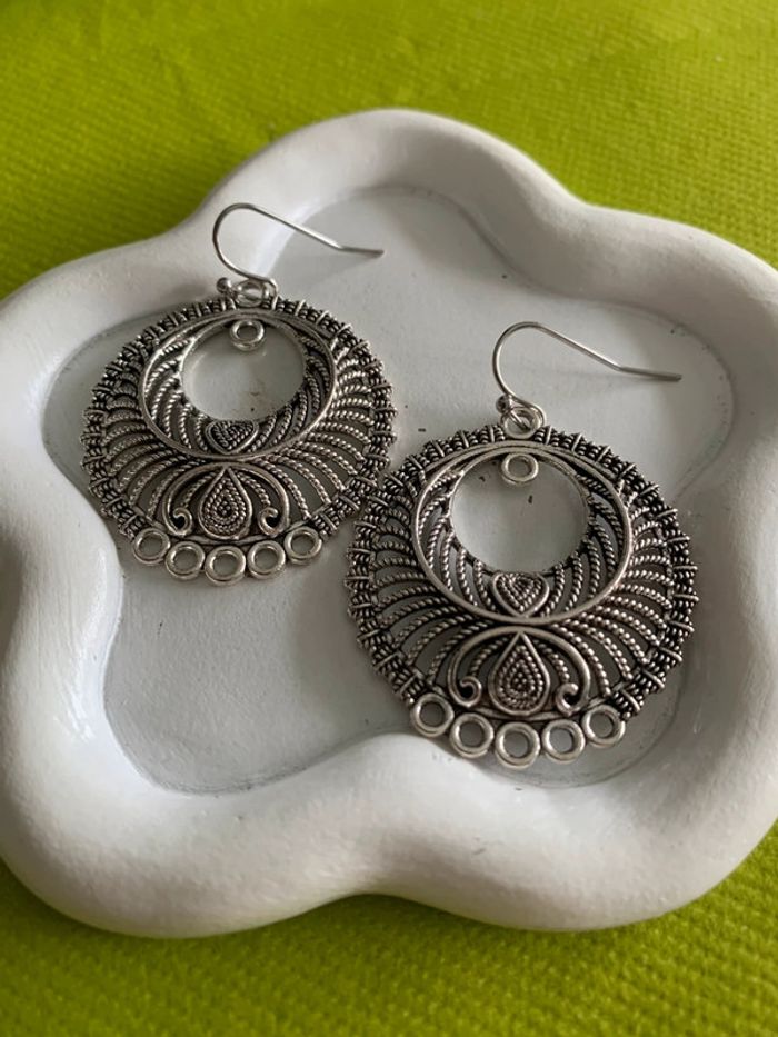 Boucles d’oreilles bohémiennes tendances en alliage de zinc argenté - photo numéro 3