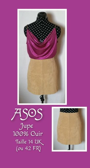 Mini-jupe suédine cuir véritable camel clair taille 42 Asos
