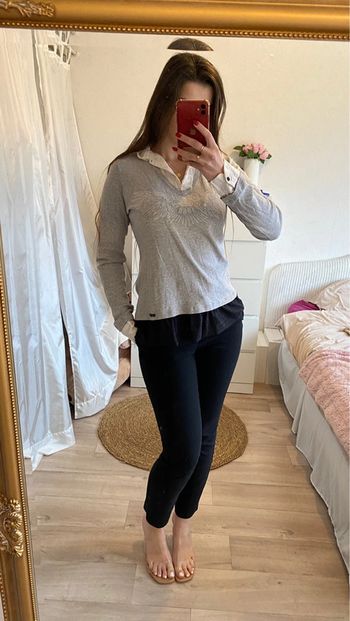 Pull gris original à col