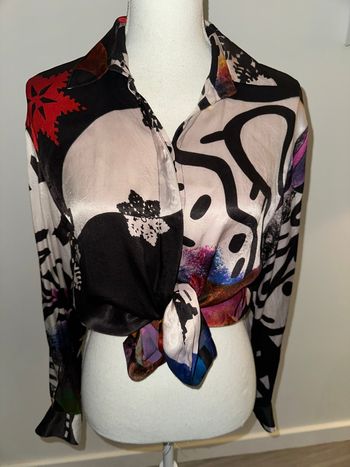 Chemisier en soie multicolore Louis Féraud Vintage T38 M