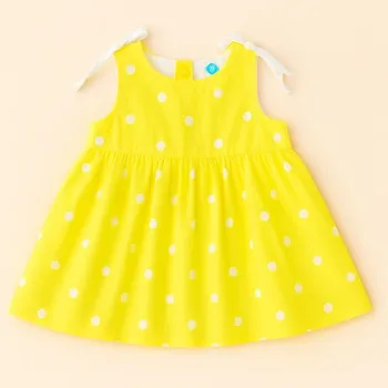Robe bébé fille Tex Baby - 6 mois - Jaune à pois blancs