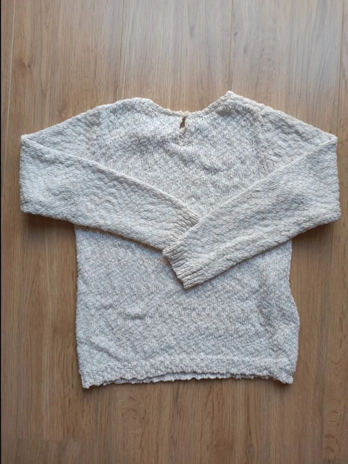 Pull blanc tape à l'oeil 10 ans avec fil doré