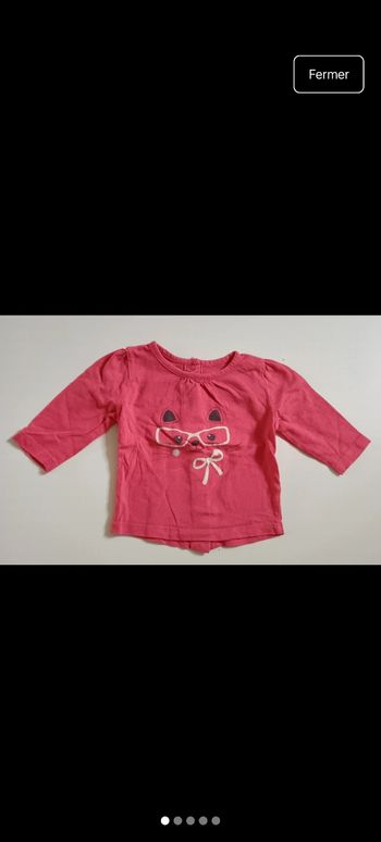 Polo rose chat à lunettes noeud 3 mois
