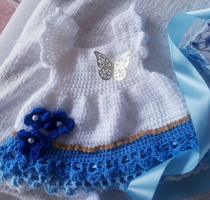 Vêtement bébé fille robe crochet   1  mois - photo numéro 2