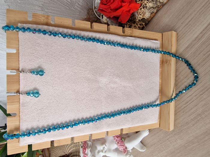 Parure de bijoux en perles de verre turquoise Zabok - photo numéro 3