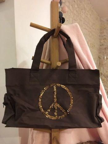 Sac en tissu marron avec sequins dorés boutique indépendante