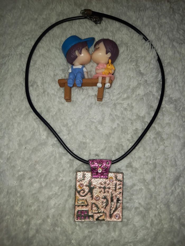 Collier rose ethnique carré - photo numéro 2