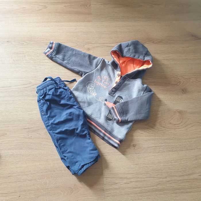 💚 Ensemble sweat à capuche 12 mois Pommette/Tex #emyfleury_12moisgarçon