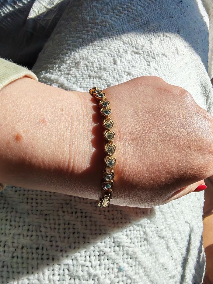 Bracelet doré cœurs aux strass vintage - photo numéro 7