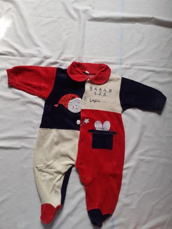 Babygros tricolore marine, rouge et jaune clair