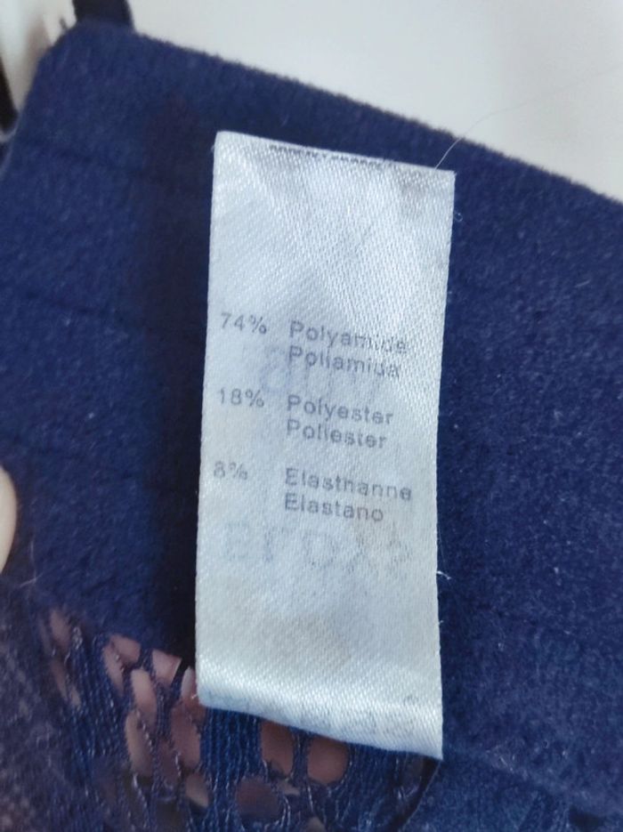 Soutien-gorge bustier bleu marine dentelle nœud/ Eldys - 90A - photo numéro 6