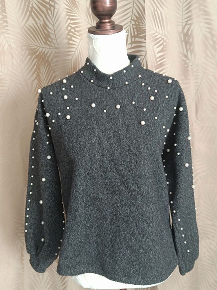 Pull à perle blanche-Taille 38 - photo numéro 2