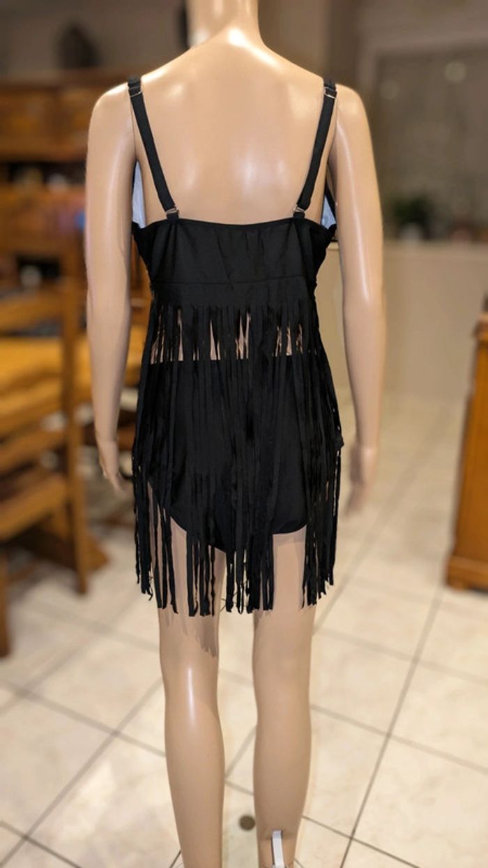 Maillot de bain 2 pièces haut à franges noir taille 2XL - photo numéro 3