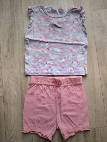 Ensemble débardeur short perroquet 6/12mois