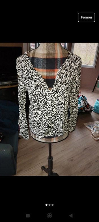 Blouse Mango suit collection taille XS zèbre noir et blanc