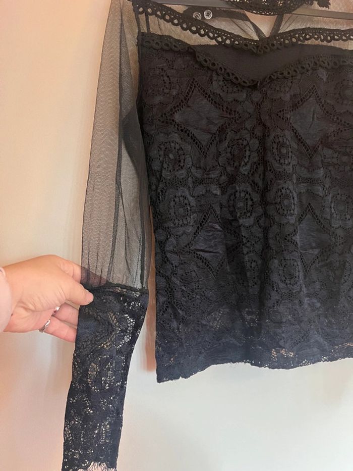 Blouse chic sexy dentelle tulle taille unique - photo numéro 6