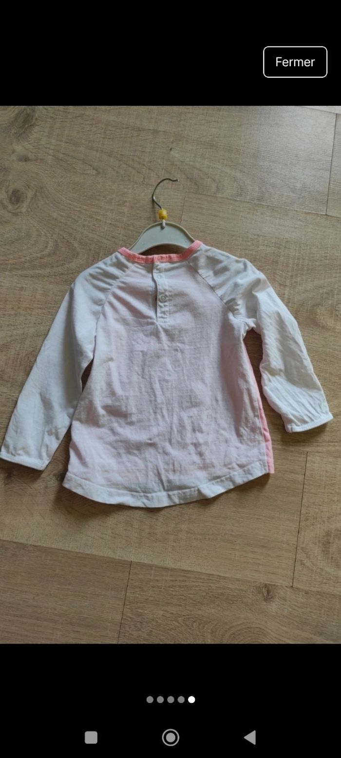 T-shirt manches longues bicolore fille 24 mois - photo numéro 4