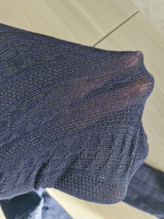 Collants bleu marine texturé camaïeu - photo numéro 4