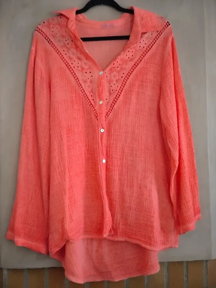 Chemise de plage oversize gaze de coton 44/46