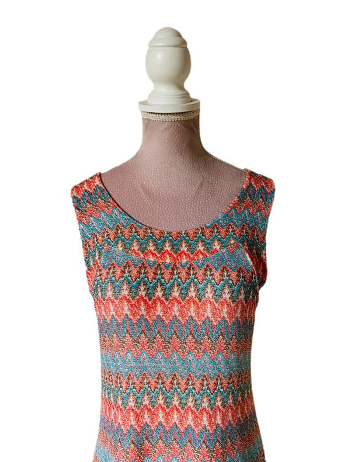 🧡🌞Robe vintage lurex hippie chic retro funky soul summer dress🌞🩵 - photo numéro 15