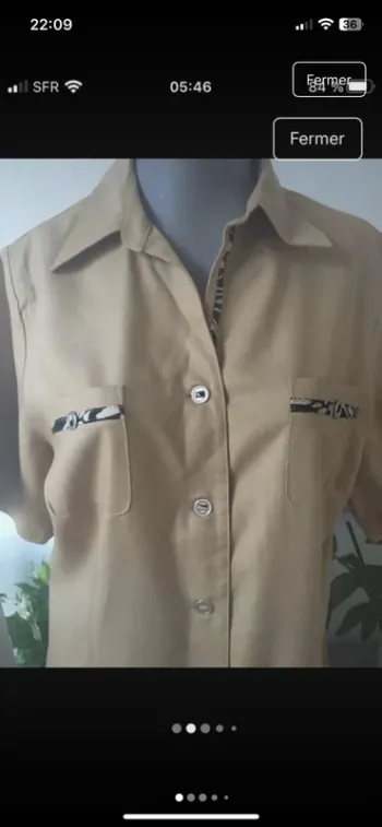 Magnifique blouse en Lin neuve chic et sophistiquée en 46