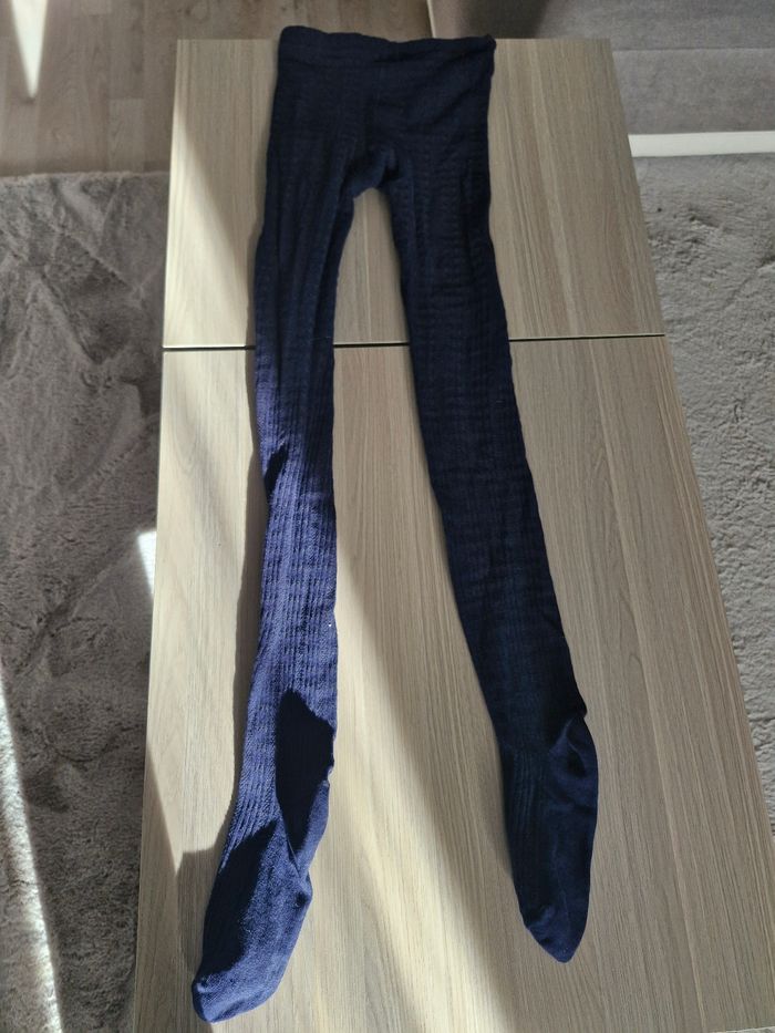 Collants bleu marine texturé camaïeu - photo numéro 3