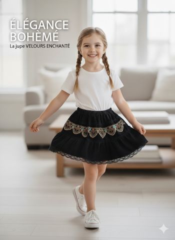 Jupe Bohème en velours 6 ans