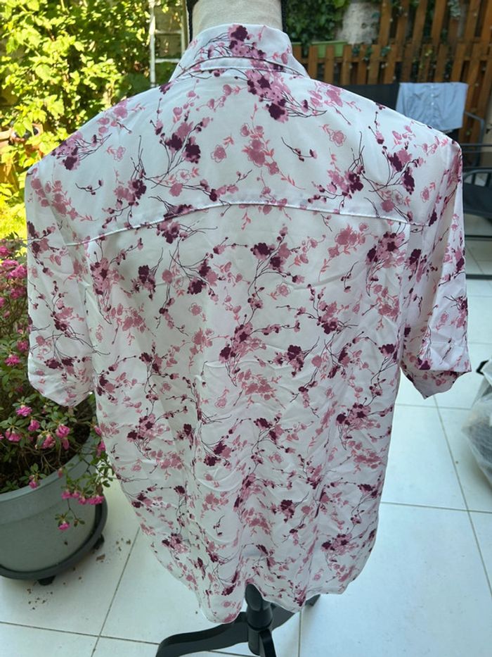 Chemisier à fleurs blanche vintage cerisiers - taille 42 - photo numéro 5