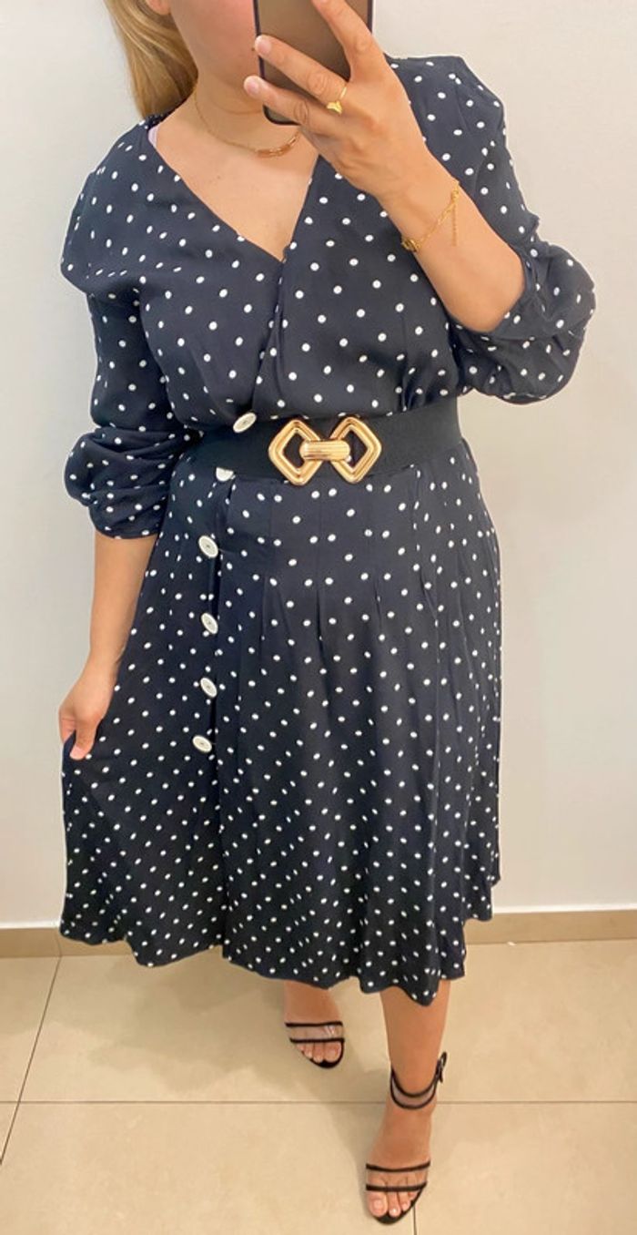 Robe longue à pois Mango Taille M