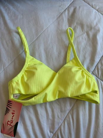 Haut de maillot de bain - bikini jaune fluo croisé penti taille XS/34 neuf