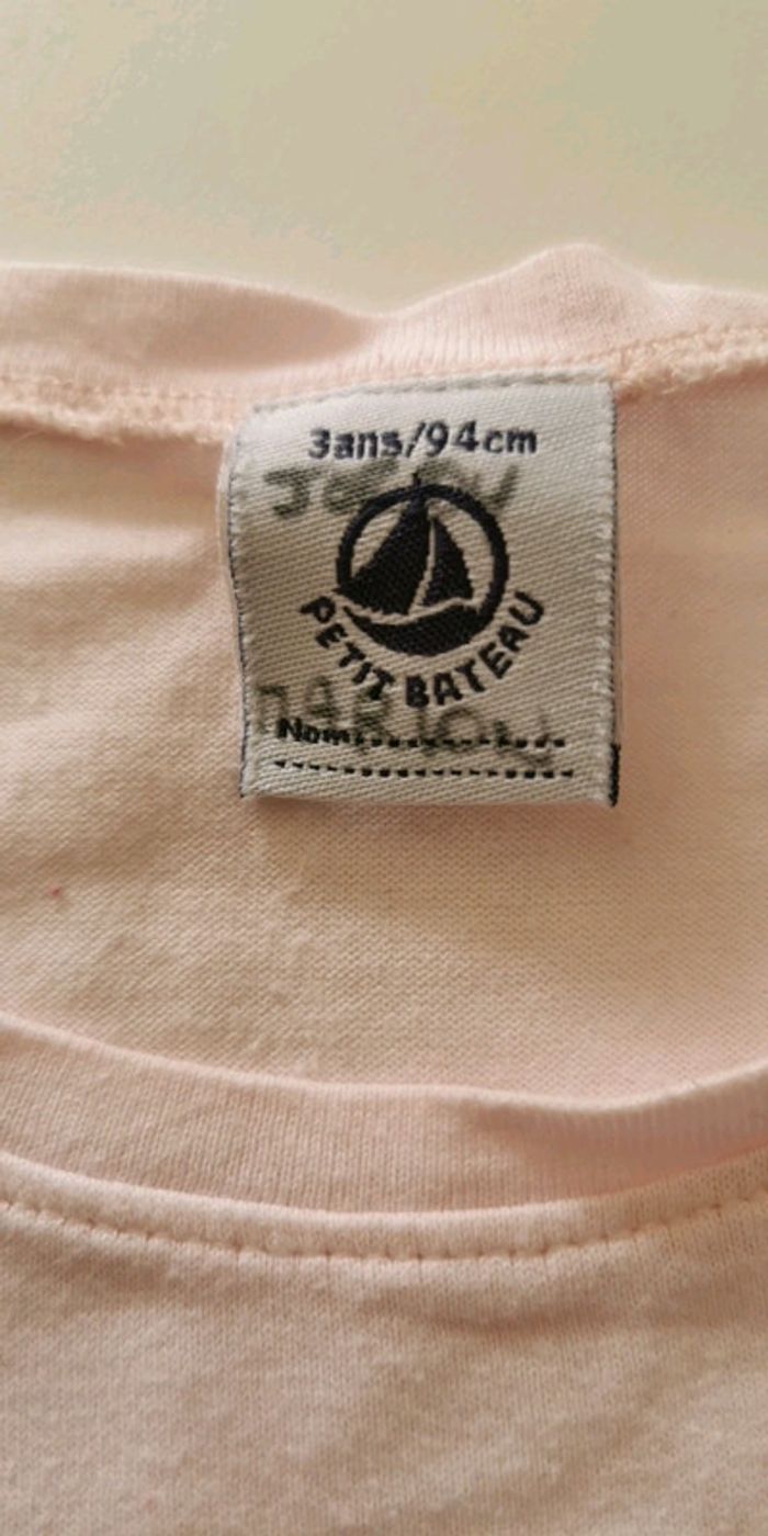 Tee-shirt enfant Petit bateau rose pale 3ans - photo numéro 3