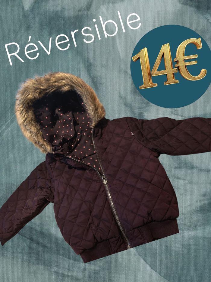Vertbaudet parka réversible fille neuve étiquettée taille 5 ans