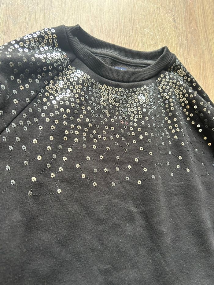 Robe pull/robe sweat habillé chaude noir manches longues avec strass - photo numéro 5