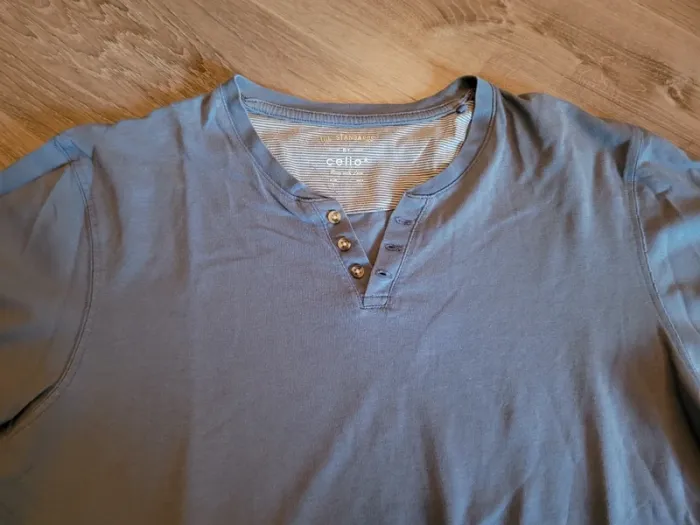 Lot 2 tee-shirts bleus MC Celio 16 ans - photo numéro 5