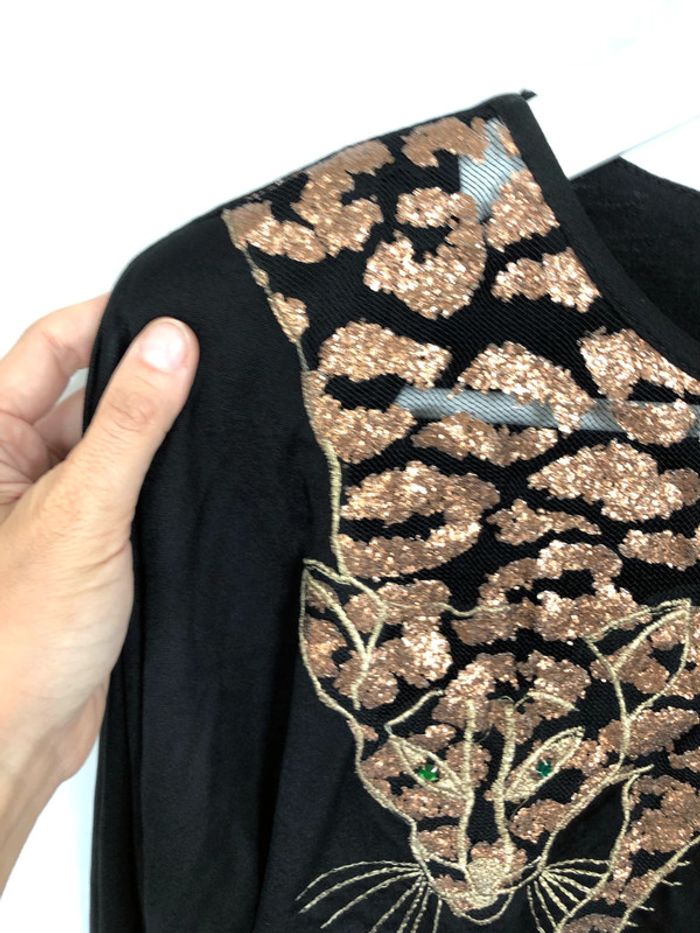 Haut noir vintage avec tigre taille 40 42 très bon état - photo numéro 16