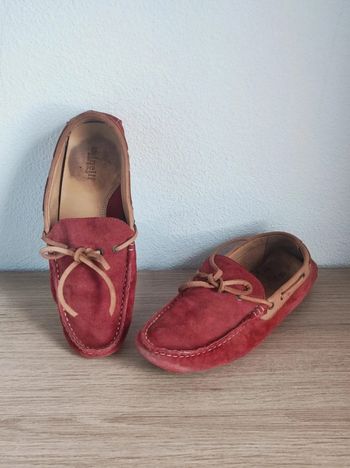 Chaussures bateau rouge brique camel daim cuir / Minelli - 41