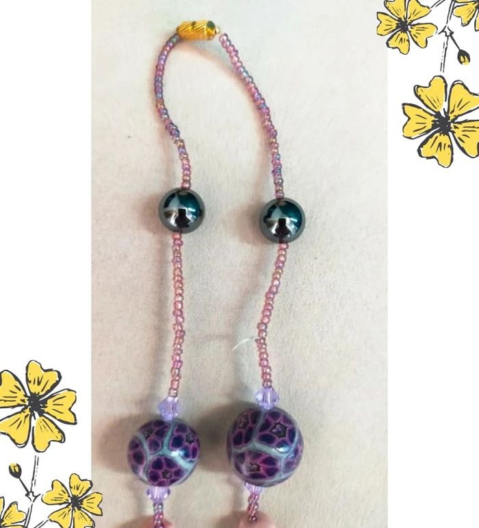Collier fait main perles polymère & cœur doré – Collection Reflets de Lavande - photo numéro 3